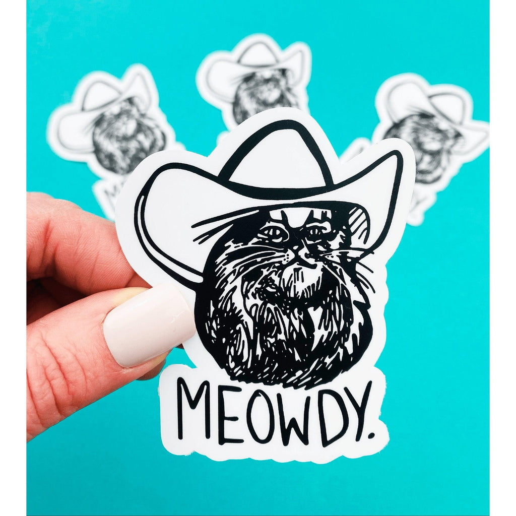 Meowdy Cat Sticker for Country Living Cat Cowboy Hat Sticker Country Kitty Decal Funny Country Sticker