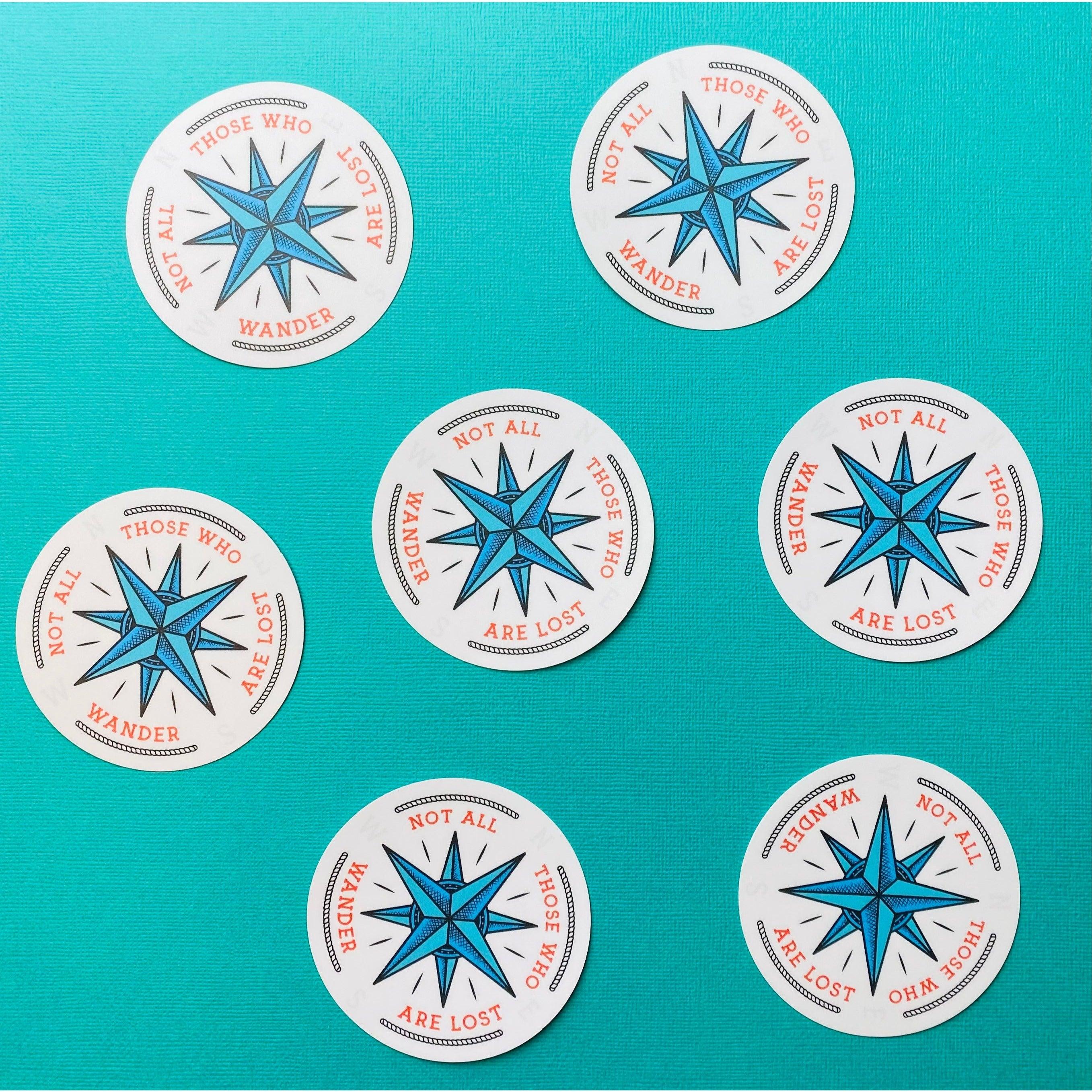 Not All Who Wander Sticker for Hiking, Exploring, Wanderer, Wanderlust, Outdoors Stickers