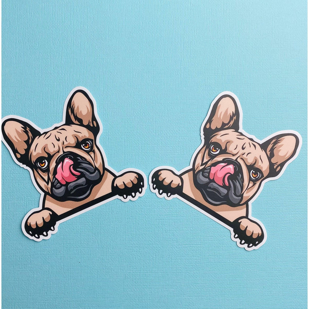 Peeking French Bulldog Sticker 4” x 4” Brown Peeking Bulldog with Paws Frenchie Sticker