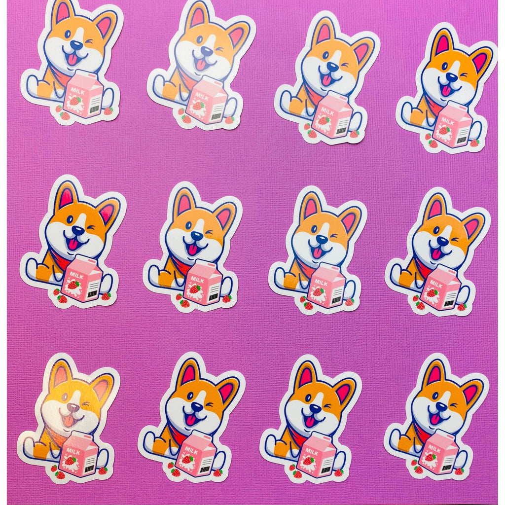 Corgie Strawberry Milk Sticker