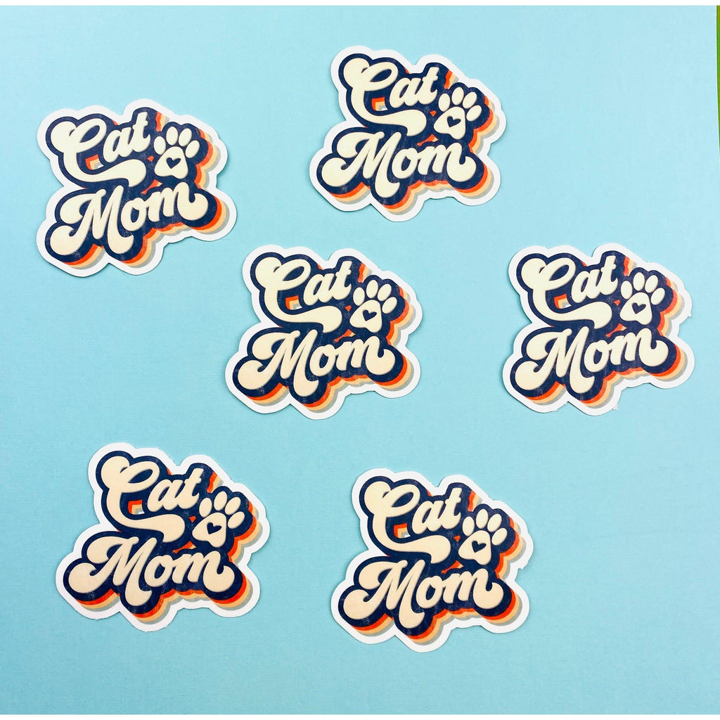 Retro Cat Mom Sticker Distress Vintage Look Sticker for Cat Lovers Cat Lover Gift for Kitty Owner, Kitty Sticker, Kitty Decals