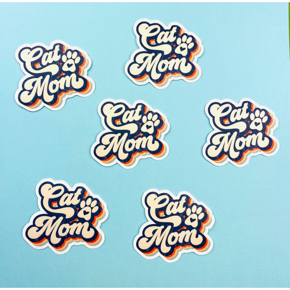 Retro Cat Mom Sticker Distress Vintage Look Sticker for Cat Lovers Cat Lover Gift for Kitty Owner, Kitty Sticker, Kitty Decals