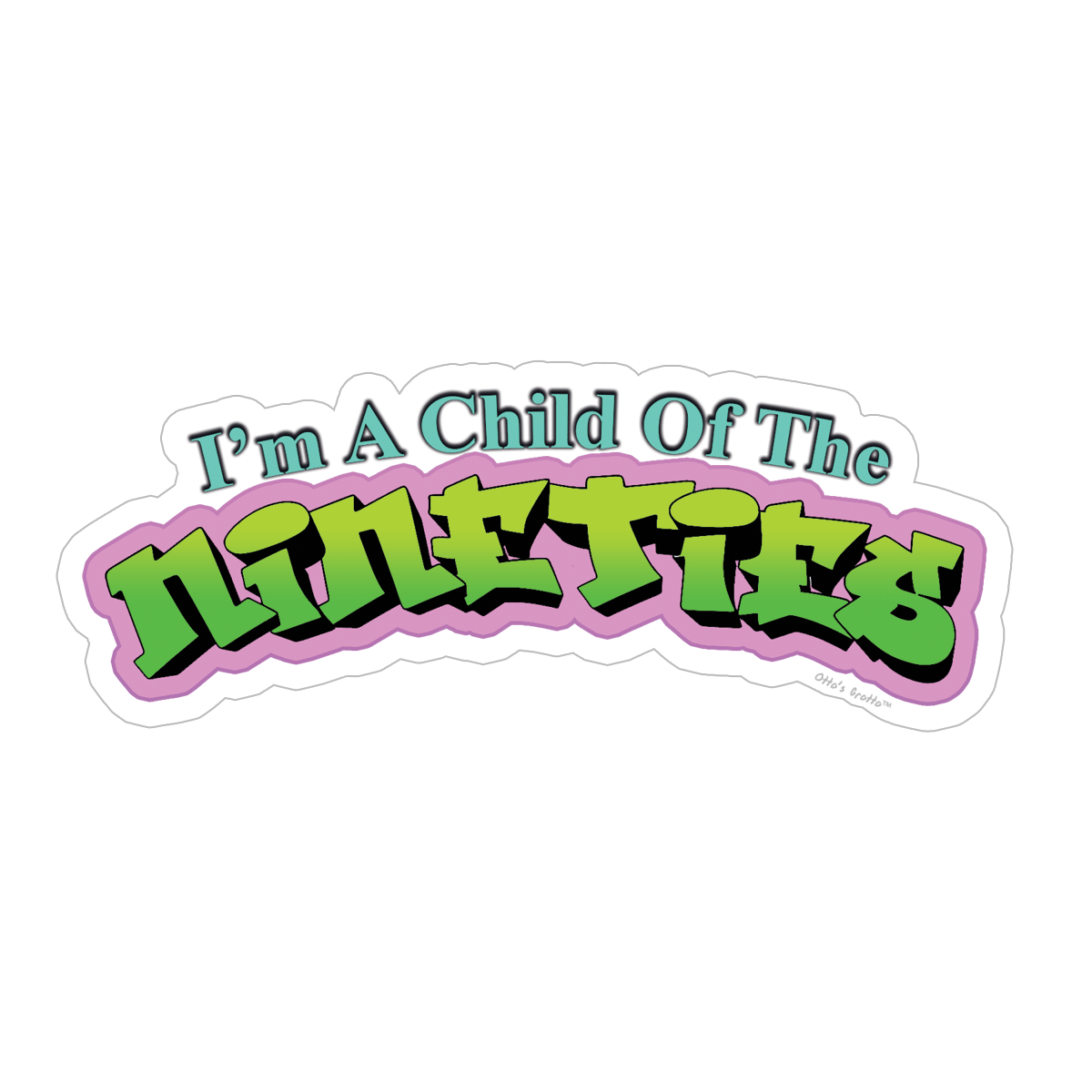 Nineties 90s Sticker - Child of the Nineties Fresh Font Throwback 90s stickers, Nostalgia Stickers 1990s Lime Green Font Graffiti Sticker