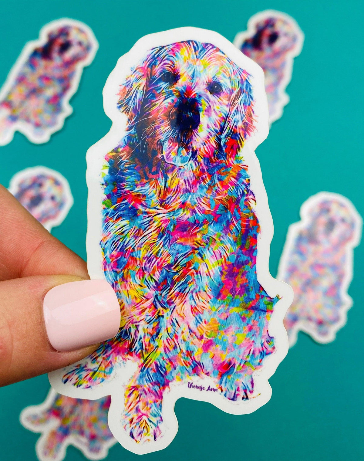 Golden Retriever Sticker Colorful Abstract Cute Golden Retriever Dog Decal for Car, Hydroflask, Gifts Under 5 for Golden Retriever Owner