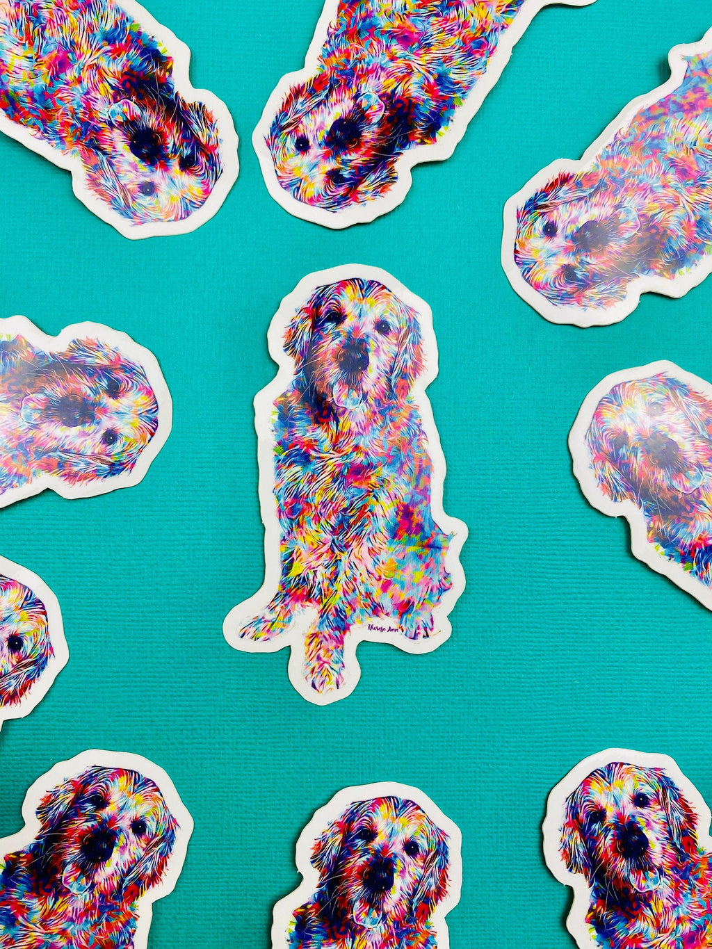 Golden Retriever Sticker Colorful Abstract Cute Golden Retriever Dog Decal for Car, Hydroflask, Gifts Under 5 for Golden Retriever Owner