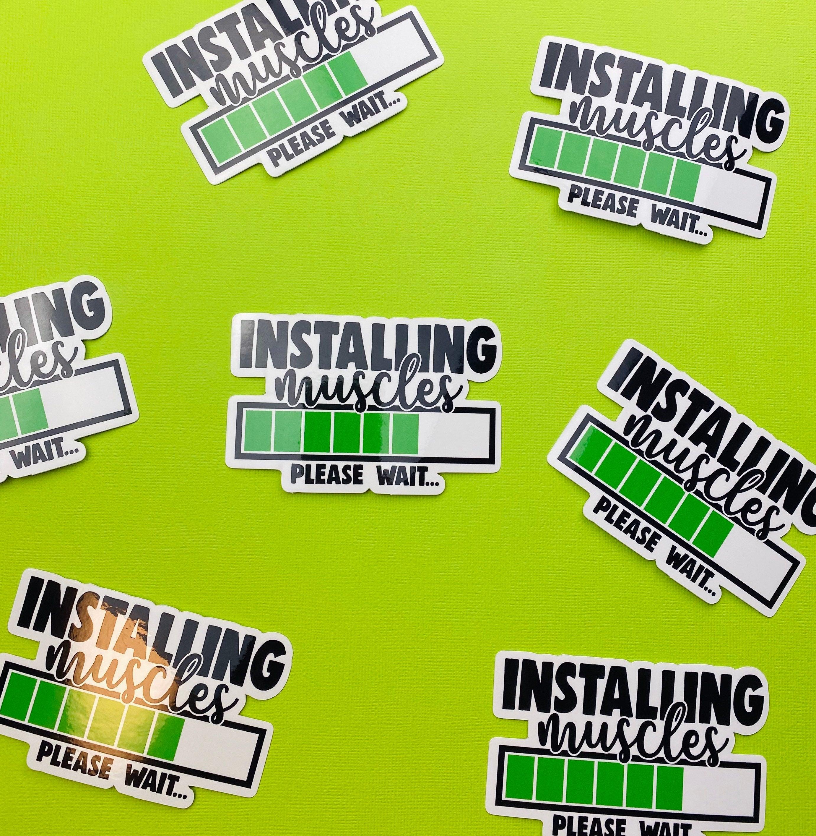 Installing Muscles Funny Gym Sticker