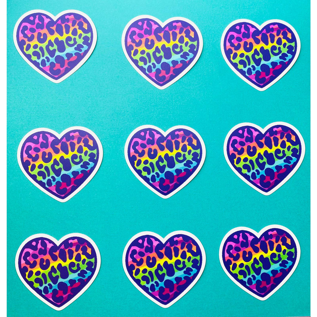 Rainbow Leopard Heart Sticker Girly 90s Vibes Nineties - Inspired Aesthetic Sticker